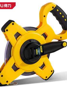deli得力DL9100G架式钢卷尺100mx12.5mm三倍速塑壳(黄)(把)