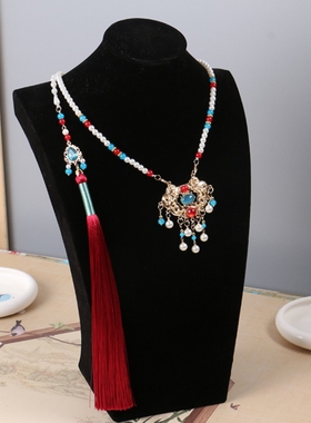 新中式马面裙儿童珍珠项链璎珞古风汉服长命锁女童汉元素配饰饰品