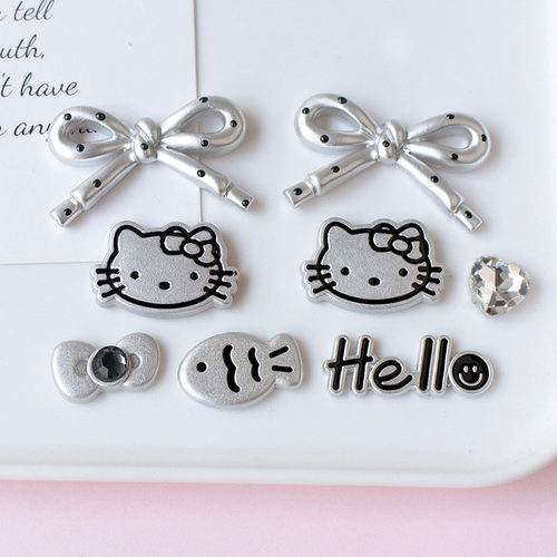 自制洞洞鞋扣可爱蝴蝶结猫咪电镀