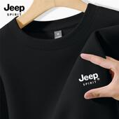 打底衫 男2025新款 男t恤纯棉春秋款 JEEP吉普长袖 运动卫衣上衣男款