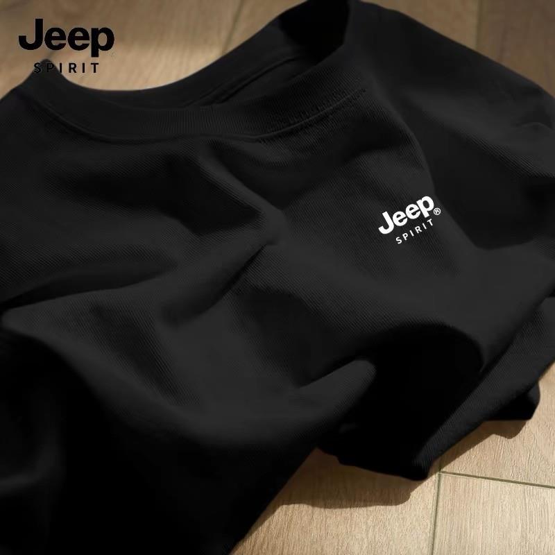 JEEP吉普纯棉短袖T恤男款2025新款春季男士打底衫宽松重磅上衣男S