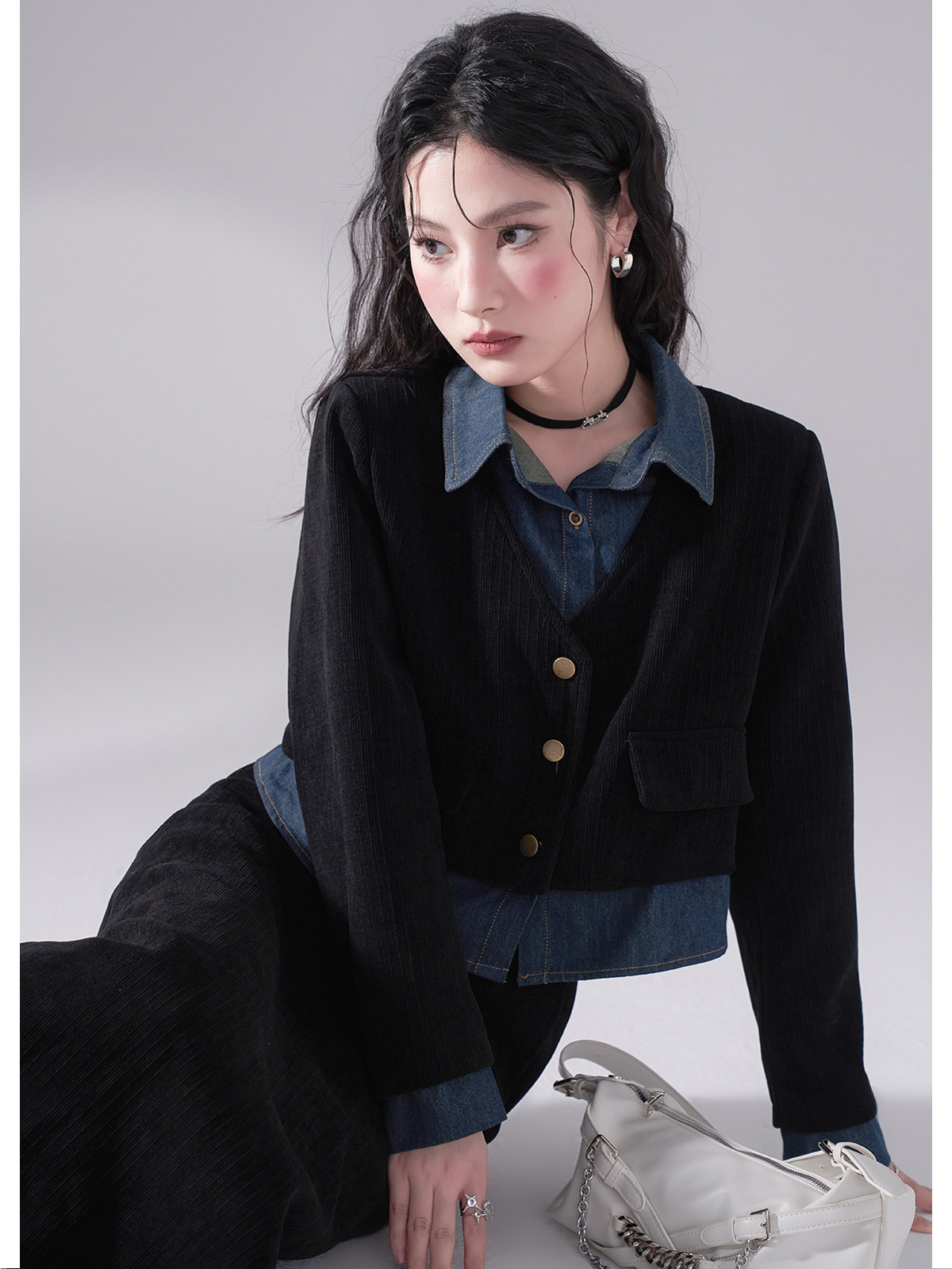 2023秋冬新款法式复古高级感长袖两件套别致显瘦减龄套装连衣裙女