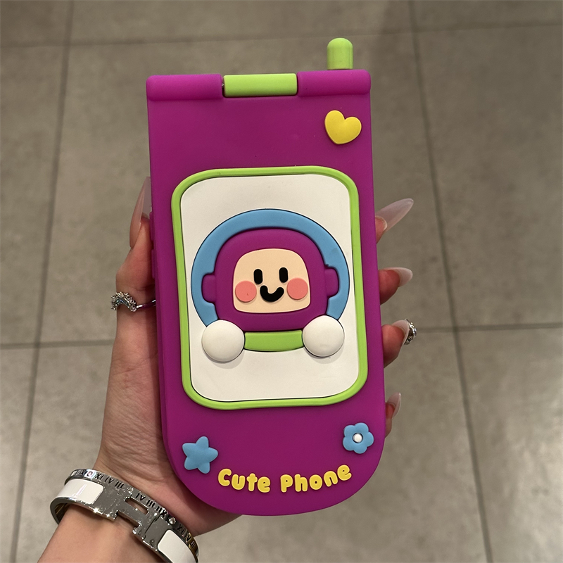 可爱小灵通巴斯光年凯蒂小新适用iPhone176Promax翻盖手机壳硅胶立体电话机造型苹果15Pro防摔14plus保护套13
