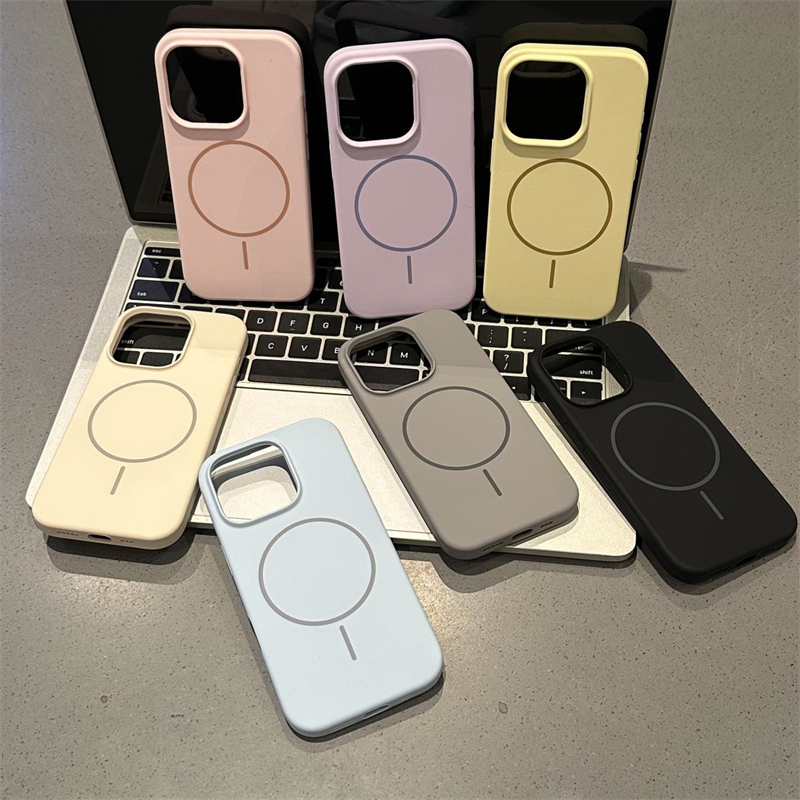 大孔镜头真液态硅胶细圈磁吸纯黑色适用iPhone16pro手机壳苹果15promax保护套软14PM全包13/12pro防摔男女款