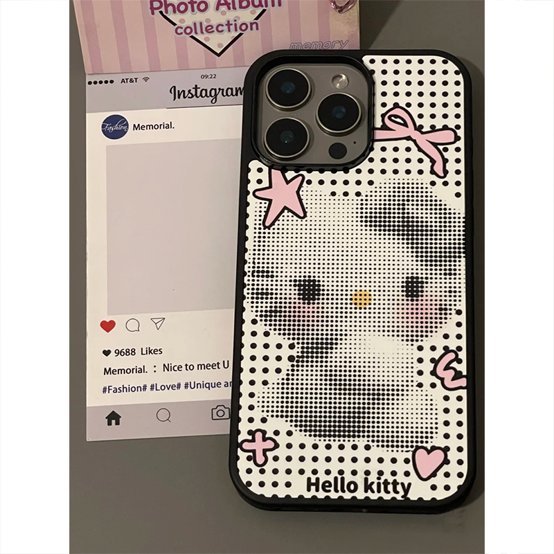 ins可爱少女2k风像素Kitty15适用16pro苹果16ProMax手机壳新款彩色软边亚克力iPhone14/13全包plus防摔保护套