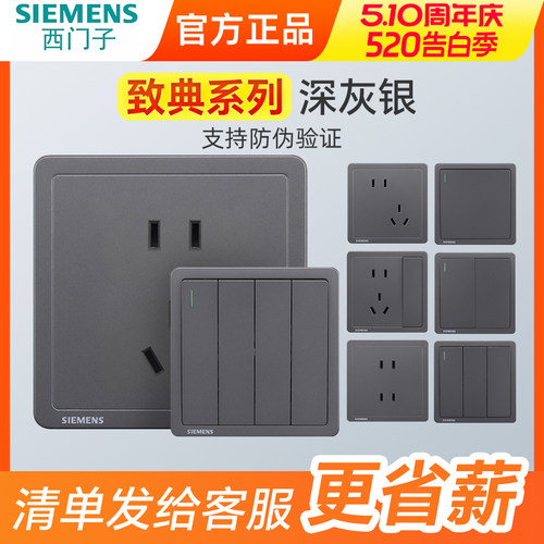 10ASIEMENS/西门子深灰银3年五孔