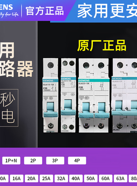 西门子空开断路器1234P二极家用总开10/16/20/25/32/40a单进单出