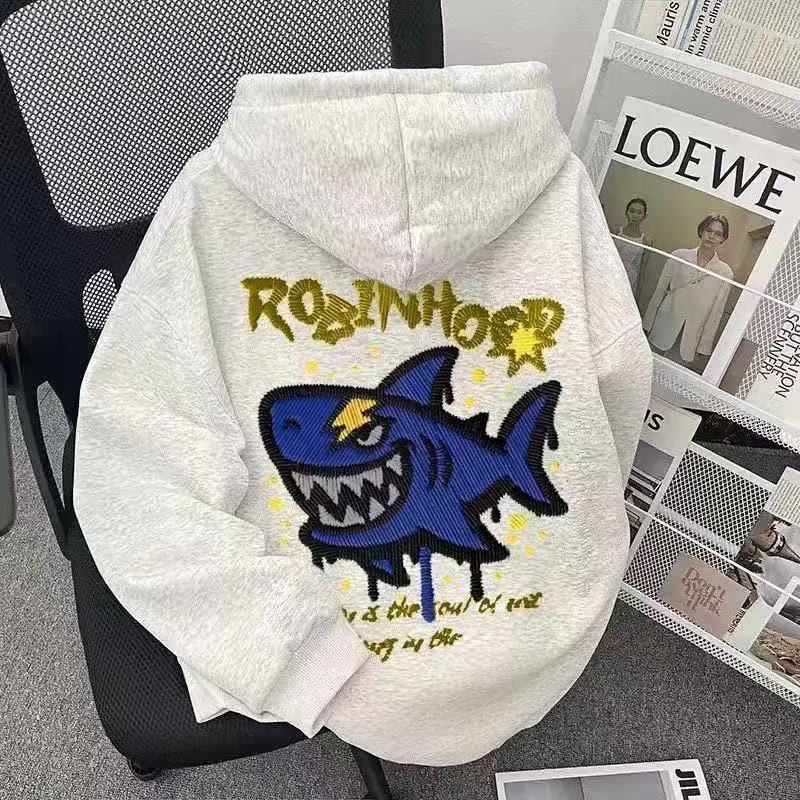 中大童美式炸街oversize连帽卫衣秋冬男女童加绒加厚宽松外套潮