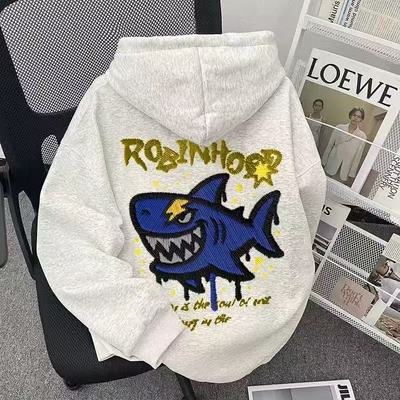 中大童美式炸街oversize连帽卫衣秋冬男女童加绒加厚宽松外套潮