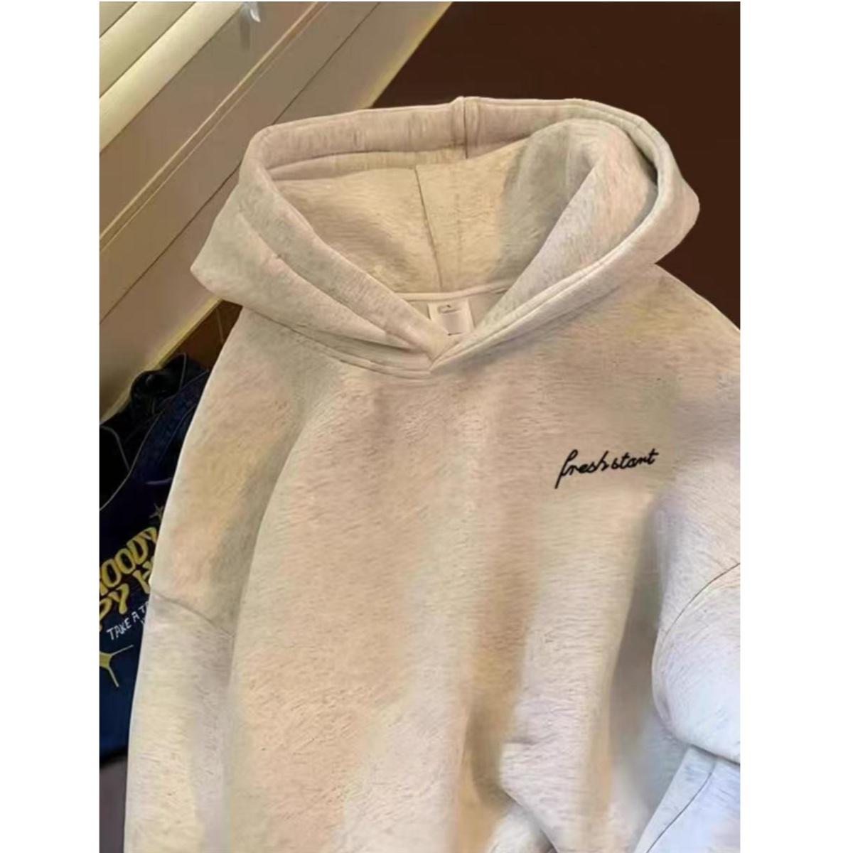 男女童装韩范慵懒风字母印花宽松纯棉连帽卫衣中大儿童春秋冬外套