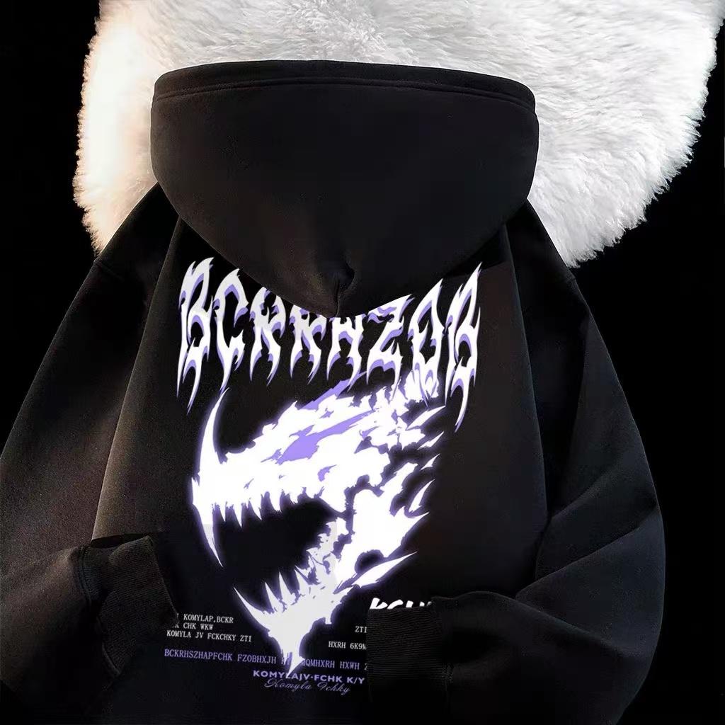 男女童美式国潮炸街痞帅连帽卫衣中大儿童秋冬宽松加绒帽衫上衣服