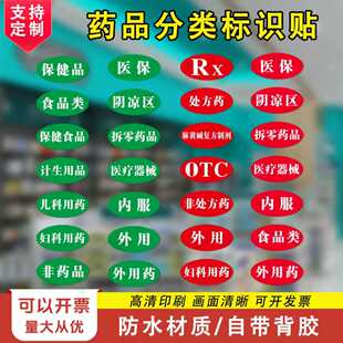 医院药店药品分类区分标识处方药非处方药OTC/RX外用防水标签贴纸