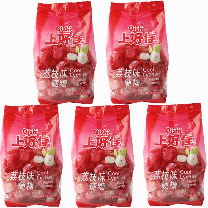 上好佳 水果硬糖500gx5大袋装荔枝味水果汁糖 结婚庆喜糖果