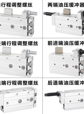 HLS滑台HLSL6/8/12/16/20/25LX10*30/40/50/75/100SAS-B/SB/气缸