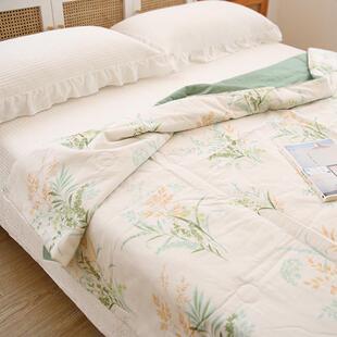 在耳边简约小清新花卉全棉夏凉被夏季 薄被子花边纯棉空调被双人被