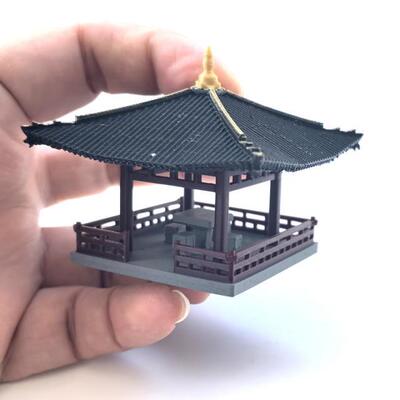 古代亭子装饰 盆景楼阁古亭摆件居室微景观 假山奇石仿茅草亭装饰