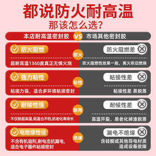 耐高温密封胶500度防火阻燃固定锅炉防水玻璃硅胶耐火2000结构胶