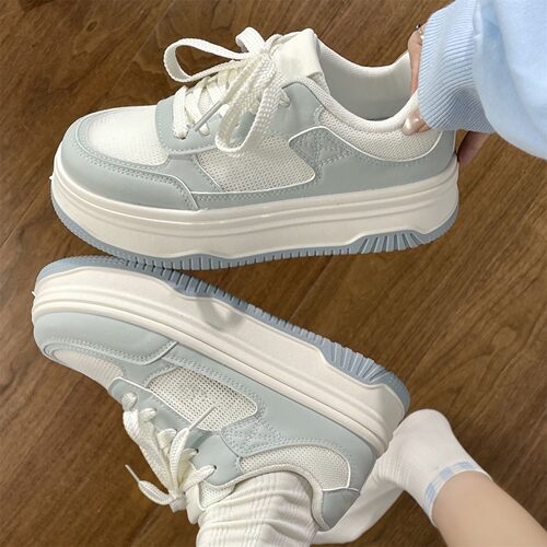 2026夏季厚底网面透气小白鞋女