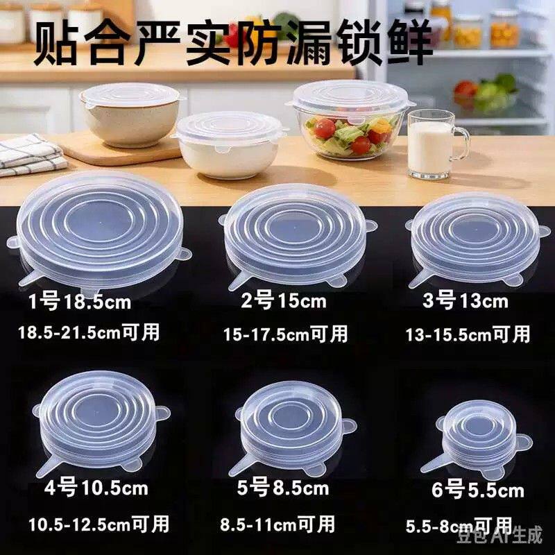 食品级硅胶盖子万能保鲜罩盖圆形通用密封碗盖剩饭剩菜保鲜膜套盖
