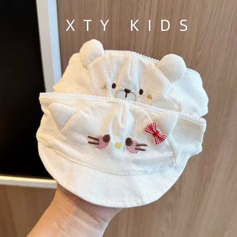 婴儿帽子巨好看的女宝宝鸭舌帽小月龄新生儿护囟门胎帽薄款空顶帽