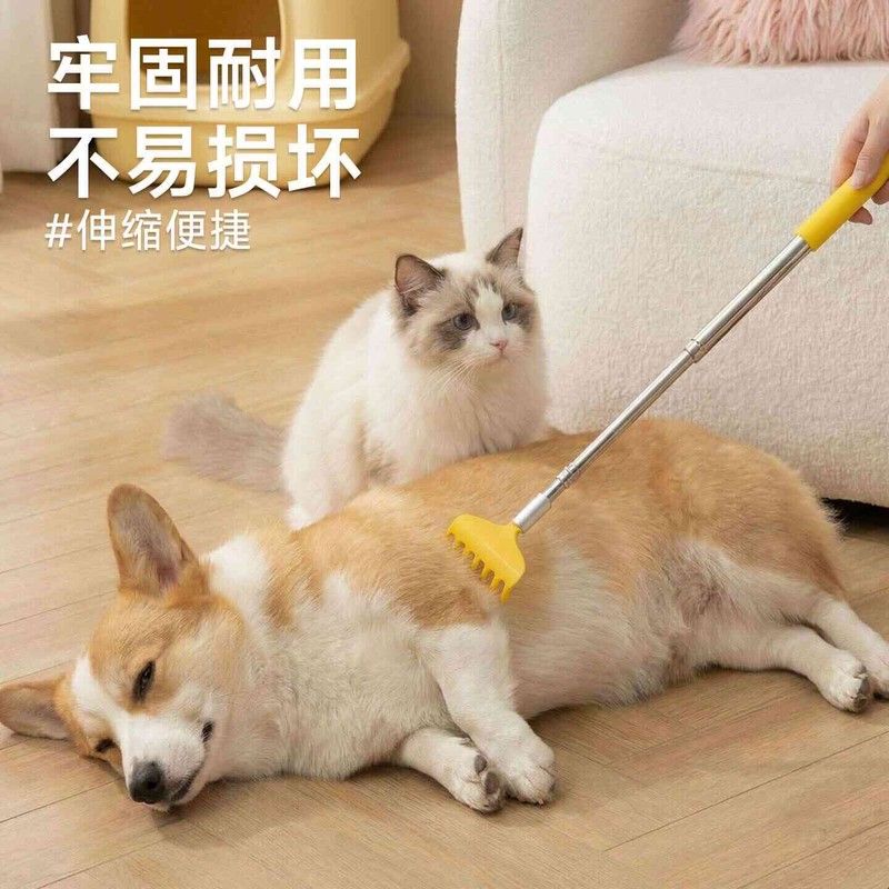 宠物痒痒挠长杆伸缩按摩梳不伤肤撸毛耙痒痒抓挠玩具猫狗通用神器