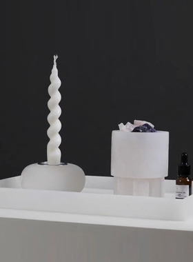 现代云石烛台香薰摆件样板房售楼处客厅卧室储物罐花器托盘置物盘