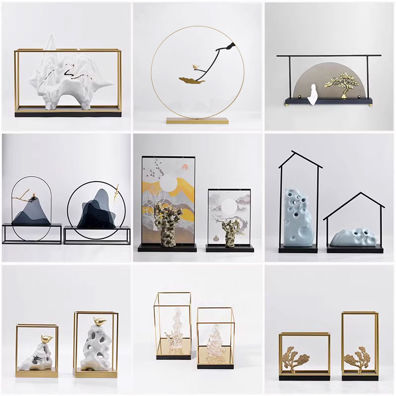 新中式创意假山摆件样板间