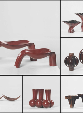 简约复古红色桌面装饰摆件民宿样板间软装陶瓷装饰品摆设