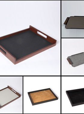 现代简约纯色马毛木质托盘酒店大堂民宿样板间极简风桌面装饰