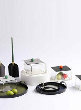 储物盒样板间花器皮革简约现代