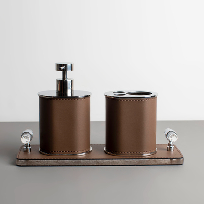 现代简约皮革香薰皂液器卫浴摆件样板间售楼处酒店马毛收纳盒摆设