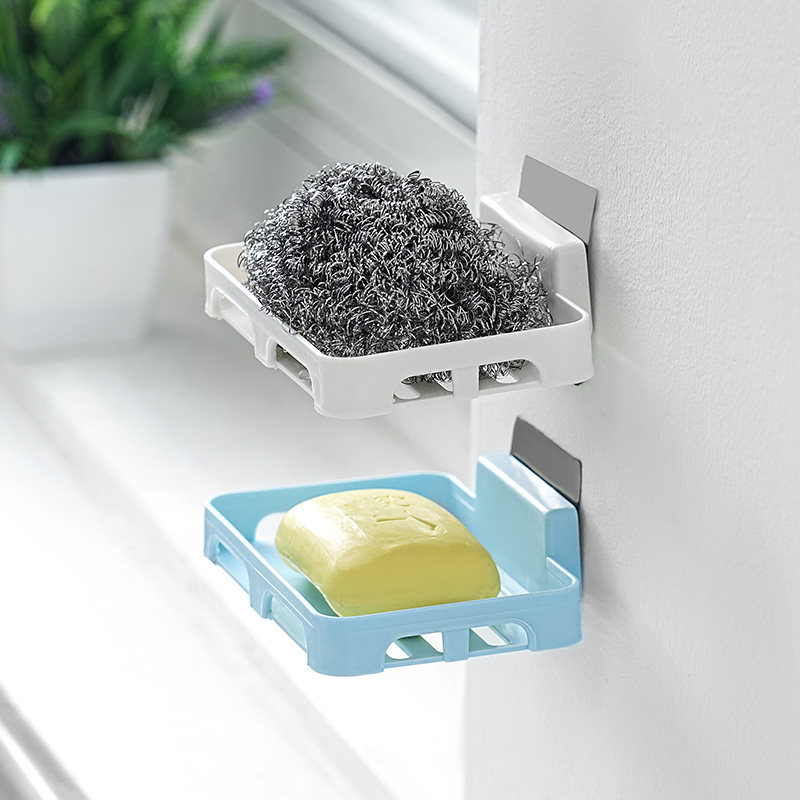 沥水肥皂盒浴室免打孔无痕肥皂盒壁挂式卫生间洗手台香皂架吸盘式