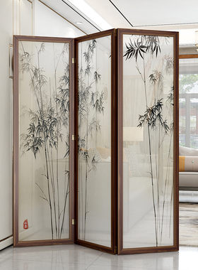 新中式实木屏风玄关客厅移动折叠中国风简约现代办公室网红隔断帘