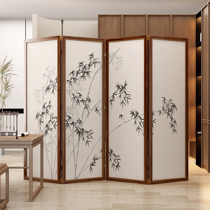屏风隔断客厅2025新款折叠移动入户正对门办公室中式实木玄关屏风