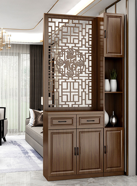 新中式实木间厅柜入户玄关柜现代简约进门实木屏风客厅鞋柜小户型