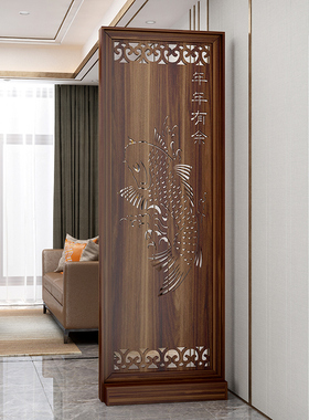 新中式入户屏风客厅木质玄关隔断柜酒店办公装饰架遮挡座屏玄关架