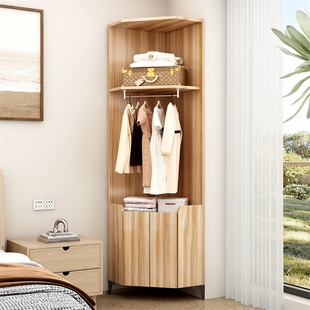 木质转角柜卧室客厅收纳储物柜落地式挂衣架一体多功能边柜墙角柜