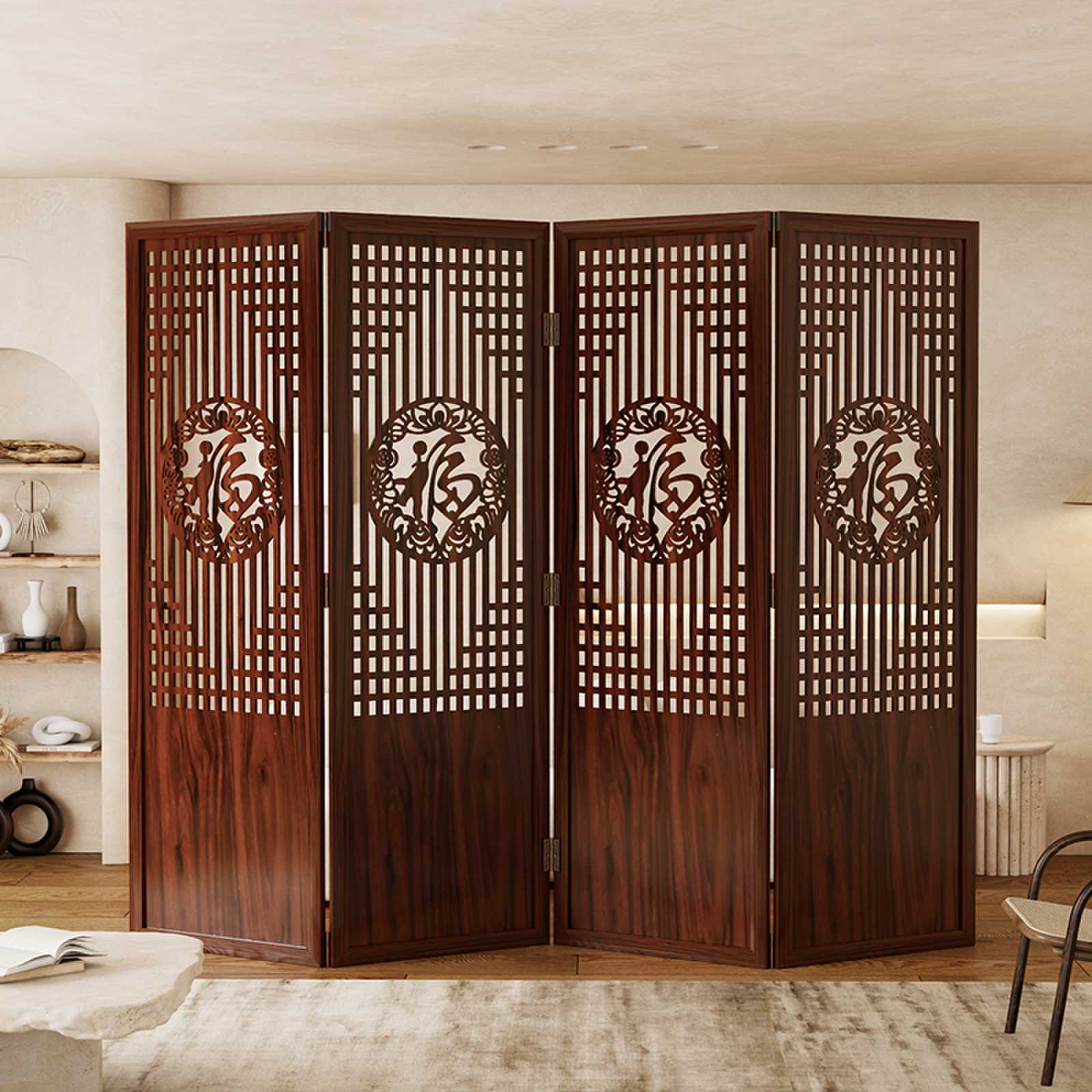 屏风隔断客厅可折叠移动隔断墙简易自装中式轻奢高级感办公室卧室