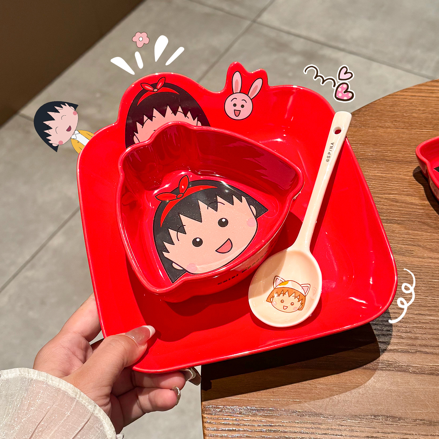 樱桃小丸子正版双耳宝宝碗米饭碗