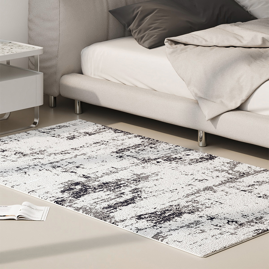 地毯卧室床边毯现代简约黑白客厅沙发茶几新款床前脚垫防滑地垫