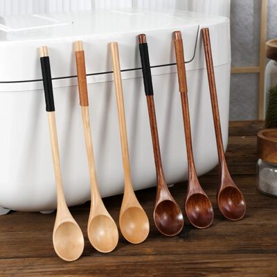Wooden Tea Spoon Long Coffee Spoons Small Teaspoon Set Wood