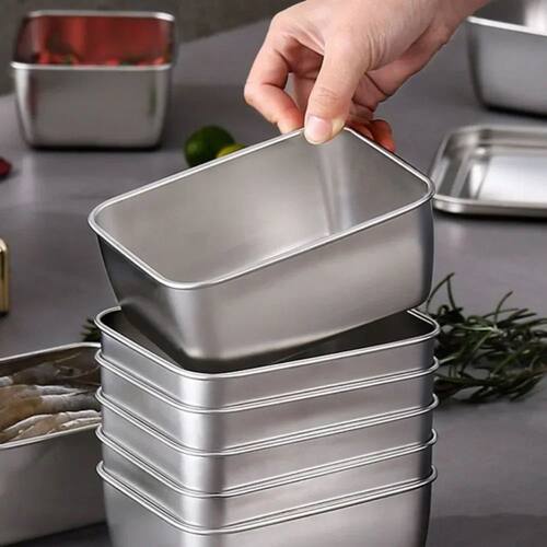Stainless Steel Food Storage Serving Trays Rectangle Sausage