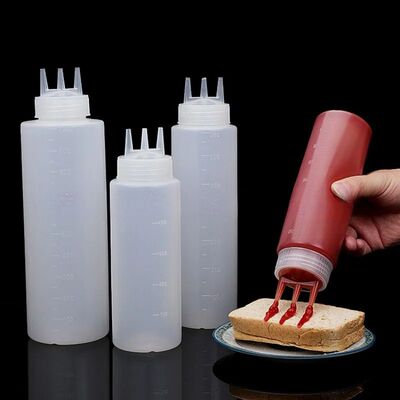 Three headed squeeze sauce bottle, multi headed squeeze sauc