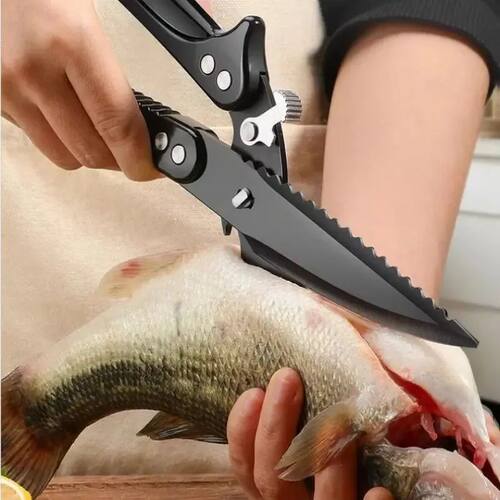 Kitchen scissors Black titanium stainless steel strong chick
