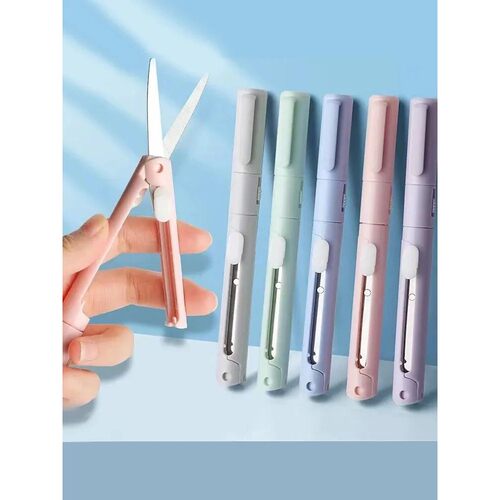 1pc Mini Portable Scissors Paper Cutter Knife 2 In 1 Multifu