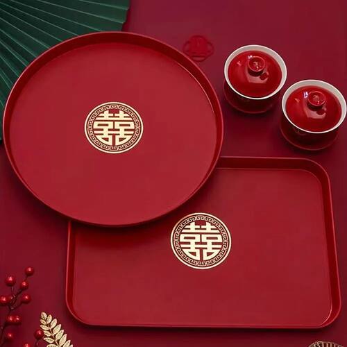 1Pcs Wedding Banquet Red Tray Durable Decorative Snack Fruit