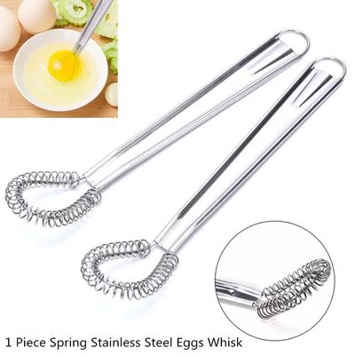 1Pcs Stainless Steel Spring Manual Whisk Egg Beater Handheld