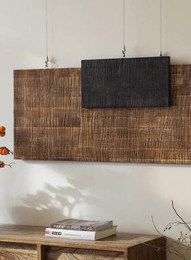 侘寂风装饰画实木背景墙潮挂原木茶室玄关民宿雕刻书房客栈办公室