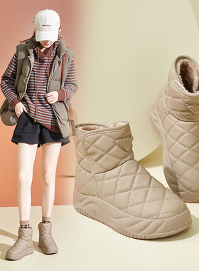 香香莉厚底雪地靴女正品新款冬季加绒保暖棉鞋休闲百搭短靴028700