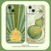 金丝葫芦适用苹果16pro手机壳iPhone15好运14发财13mini招财12新款 11液态硅胶xsmax妈妈xr绿色x全包8plus套7p